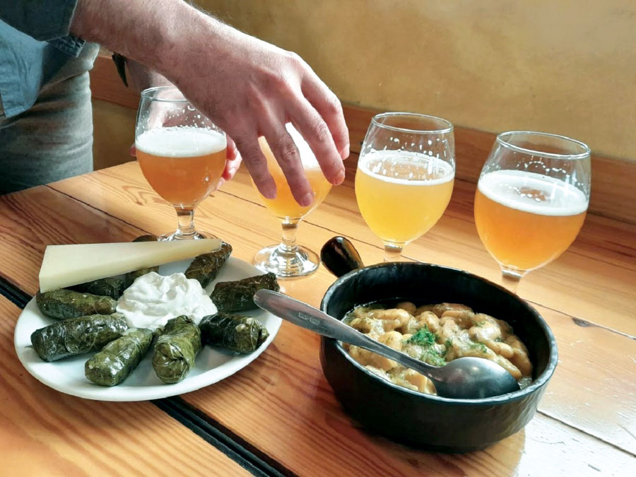 Food on table with beer pairings