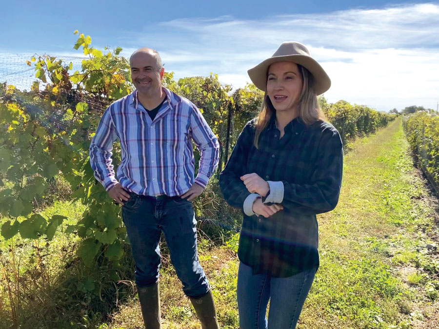 Simon and Véronique in vineyard