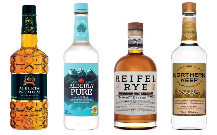 Various bottles of Alberta Distillers brands