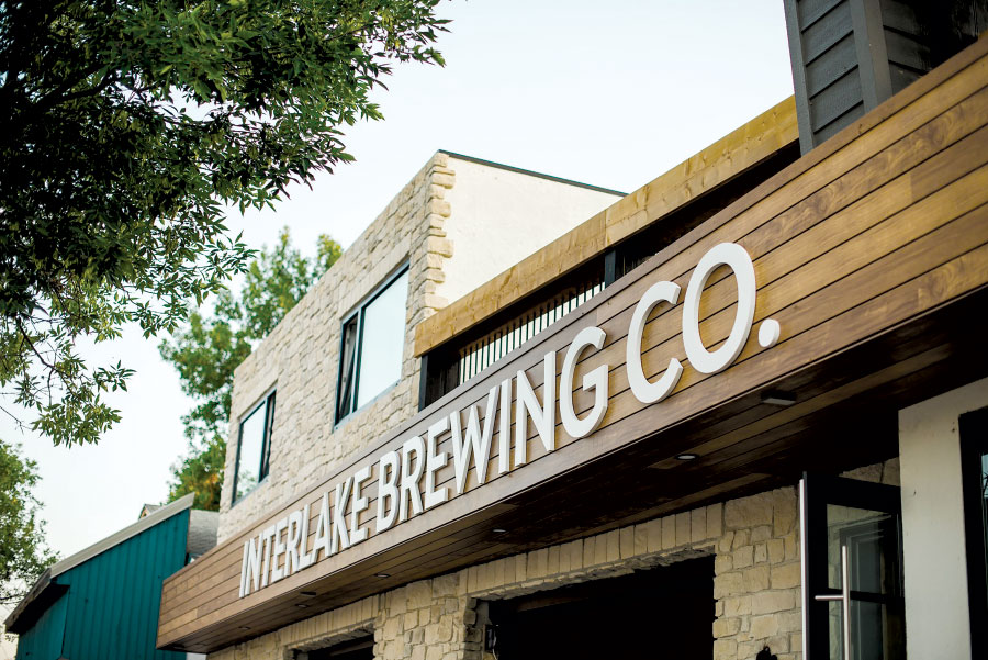 Sign on facade of brewery