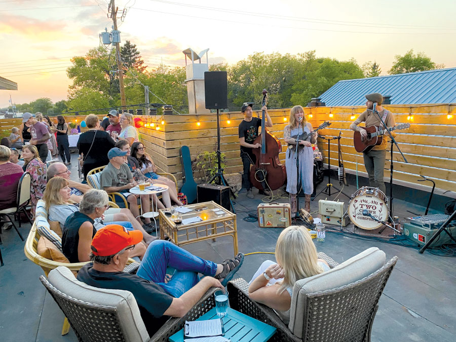 Band performing on outside patio